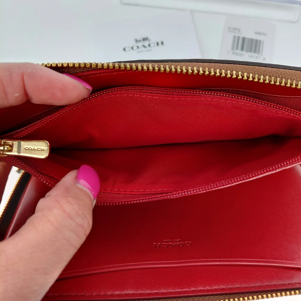 Coach Rainbow Multi-Color Signature Large Phone Wallet With Strap NWT 🌈🌈 - Picture 7 of 11